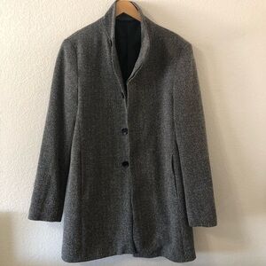 Zara Mens Gray Cotton Blend Button Up Pea Coat - Size Large